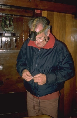 Frank Esson struggeling his way to the loo