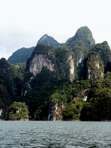 Karst rock formations on Cheow Lan lake