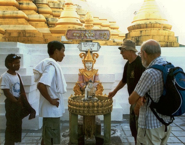 Aung explaining Buddha and Buddhism