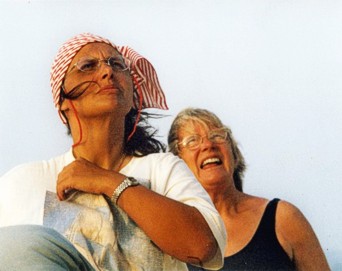 Ina and Jo observing Fregate birds
