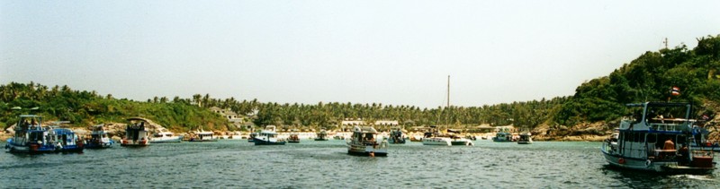 crowd of dive ships in Ko Racha Bay