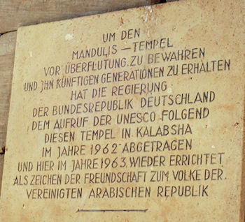 deutscher Anteil an der Rettung der Kulturgüter Nubiens Tafel in Kalabscha