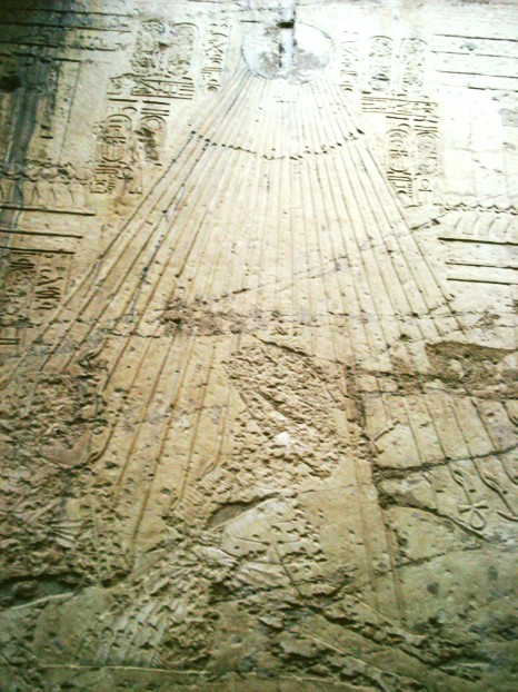 Aton-Darstellung im Grab des Ramose Relief im Grab des Ramose