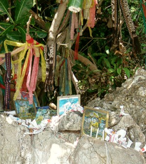 sacred site on a beach