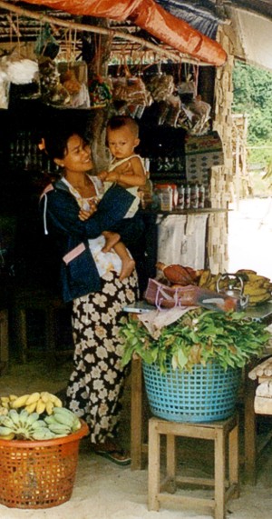 Moken mother with child