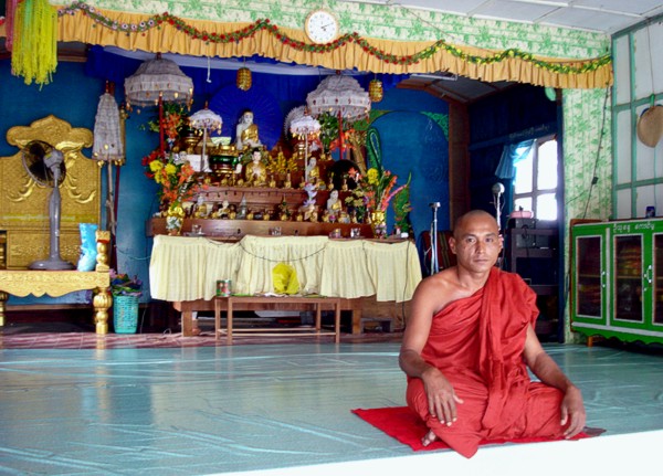 Monk in a Moken village