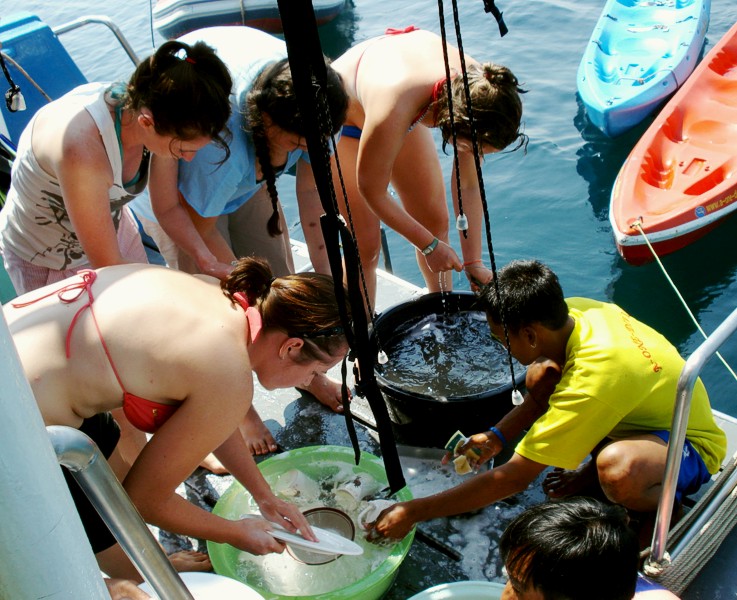 washing up: Emma, Eve, Jessie, Ingrid, our Moses and Aung washing up: Emma, Eve, Jessie, Ingrid, our Moses and Aung